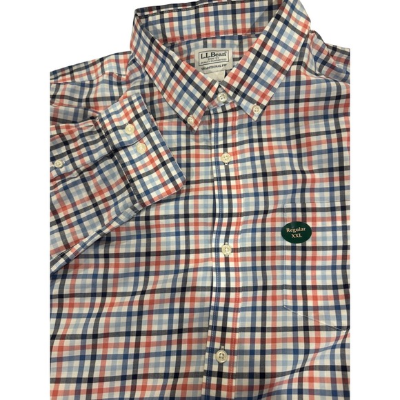 L.L. Bean Other - LL Bean Mens XXL NWOT Traditional Fit Plaid Button Down Shirt Blue Red‎ White